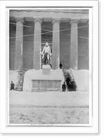Historic Framed Print, Snow covering statue of Alexander Hamilton and Treasury Building [entrance, Washington, D.C.],  17-7/8" x 21-7/8"
