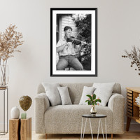 Wayne Perry playing fiddle, Crowley, Louisiana - 2, Vintage Print