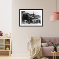 Historic Framed Print, The construction of the Bistritsa hydropower station nearing completion, Albania,  17-7/8" x 21-7/8"