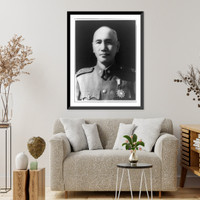 Historic Framed Print, [Chiang Kai Shek, head-and-shoulders portrait, facing left],  17-7/8" x 21-7/8"