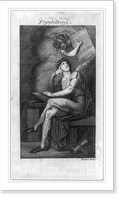 Frontispiece showing young man seated, with Genius holding a plaque, Antique Wall Art