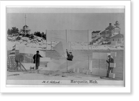 H.R. Patrick with two other men of the U.S. Weather Bureau and kites, Marquette, Michigan, Antique Print