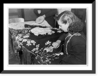 Albania: woman doing embroidery, Antique Poster