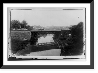 Historic Framed Print, [Bird's-eye view of horse-drawn streetcar on M Street Bridge over Rock Creek],  17-7/8" x 21-7/8"