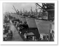 Antique Photo Print - Los Angeles - Nine huge Liberty cargo ships