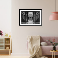 Historic Framed Print, Court, looking south, Frick Library, New York City,  17-7/8" x 21-7/8"