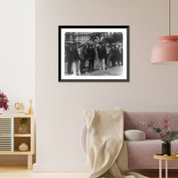Governor Cox and Franklin D. Roosevelt surrounded by newspapermen as they arrived outside the White House for conference with Pres. Wilson, Vintage Print