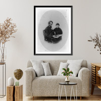 Abraham Lincoln, U.S. President, looking at a photo album with his son, Tad Lincoln, Feb. 9, 1864, Vintage Wall Art