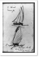 Historic Framed Print, E. wind sailing(?) N. sailing north wind E. looking south,  17-7/8" x 21-7/8"