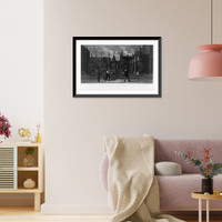 Historic Framed Print, Grace Church at night, Broadway, N.Y..gravure, Gebbie & Husson Co. ltd.,  17-7/8" x 21-7/8"