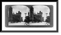 Historic Framed Print, Main Street, looking north from McKinney Street, Houston, Texas,  17-7/8" x 21-7/8"