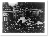 Pres. Wilson making his war speech of the entry of the United States into the war before Congress in 1917, Historic Reproduction