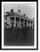 Gen. John Pershing with Marshall Henri Phillippe Petain, standing, full-length portrait, at Mount Vernon, Vintage Print