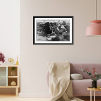 Men with cattle, horses, sheep, pigs and chickens at country fair, Historic Print