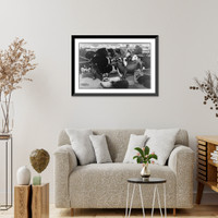 Men with cattle, horses, sheep, pigs and chickens at country fair, Historic Print