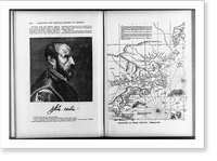 Two illustrations. head-and-shoulders portrait of Gerhard Mercator, facing right; and 1569 world map, drawn by Mercator, Historic Print