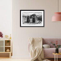 Yaquina Bay - Indians in full dress, Vintage Print