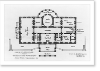 Alterations to the Executive Mansion, for Mrs. Benjamin Harrison, Pennsylvania Avenue, N.W., Washington, D.C. Main floor plan, measured drawing.drawn by Fred D. Owen, archt., Washington, D.C. Her