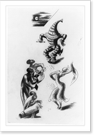 Black musicians, a female dancer and costumed figure under a moon Classic, Historic Print