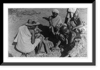 Four African men playing board game with stones, Kenya, Antique Print