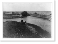 The Calloway Canal showing the weirs at Poso Creek with woman(?) in horse-drawn cart in foreground Classic, Vintage Wall Art