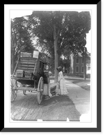 Historic Framed Print, [Two women getting on stagecoach],  17-7/8" x 21-7/8"