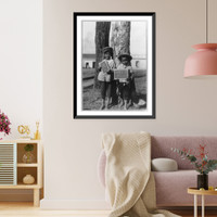 Two small boys holding up their drawings on small blackboards, Nicaragua, Vintage Poster