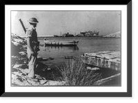View of the harbour at Tobruk showing sunken and damaged ships Classic, Antique Wall Art