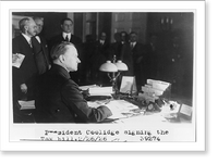 Historic Framed Print, President Coolidge signing the tax bill,  17-7/8" x 21-7/8"