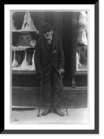 Disabled veteran(?), standing with two canes, Vienna, Austria, with two medals pinned to chest, Antique Wall Art