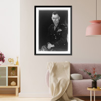 Historic Framed Print, [Lieutenant General Walter Bedell Smith, three-quarter length portrait, seated, facing front, in uniform].U.S. Army Signal Corps.,  17-7/8" x 21-7/8"