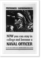 Freshman! Sophomores! Now you can stay in college and become a naval officer.McClelland Barclay, USNR, Antique Poster