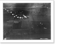 Battalion jumping from a C-47 transport plane in a test maneuver, near Naples, Italy.U.S. Army Signal Corps. Classic, Antique Wall Art