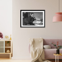 Historic Framed Print, [William J. Flynn, half-length portrait, seated at desk],  17-7/8" x 21-7/8"