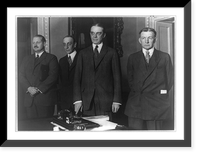 Stuart M. Croker, Rufus Dawes, Charles G. Dawes, and Owen D. Young posed, standing in the State Department, Antique Print
