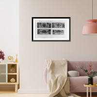 Historic Framed Print, [Reproductions of three Confederate five dollar bills and a Confederate two dollar bill],  17-7/8" x 21-7/8"