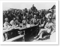 Historic Framed Print, [President Franklin D. Roosevelt having lunch at mess table in Camp Fechner, a Civilian Conservation Corps camp, at Big Meadows, Va., with General Paul B. Malone; Col.,  17-7/8" x 21-7/8"