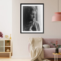 Historic Framed Print, [Woman (Beatrice Baxter Ruyl), in cloak, with hands together],  17-7/8" x 21-7/8"