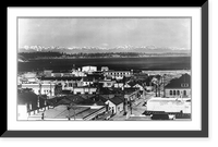 Historic Framed Print, [Bird's-eye view of Olympia, Washington with snow-capped Olympic Range in background],  17-7/8" x 21-7/8"