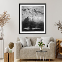 Historic Framed Print, [Croghan Hall, two men near maelstrom in Mammoth Cave, Kentucky].AC.,  17-7/8" x 21-7/8"