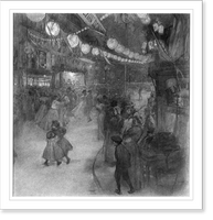 Open air dances on the 14th of July, Paris, France, Antique Poster