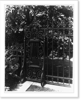 Historic Framed Print, [Hamilton Rice Home in Newport, Rhode Island, exterior details showing iron fence],  17-7/8" x 21-7/8"