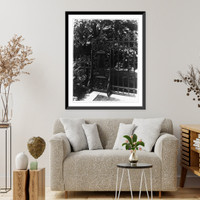 Historic Framed Print, [Hamilton Rice Home in Newport, Rhode Island, exterior details showing iron fence],  17-7/8" x 21-7/8"