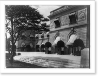 Hamilton Rice Home in Newport, Rhode Island, exterior view showing potted trees along terrace, Historic Reproduction