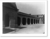 Historic Framed Print, [Hamilton Rice Home in Newport, Rhode Island, exterior view of garage doors],  17-7/8" x 21-7/8"
