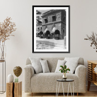 Historic Framed Print, [Hamilton Rice Home in Newport, Rhode Island, exterior view showing section of house facade],  17-7/8" x 21-7/8"