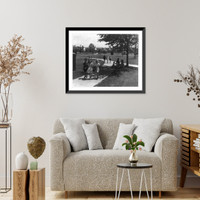 Historic Framed Print, [Children walking to school, Greenbelt, Maryland],  17-7/8" x 21-7/8"
