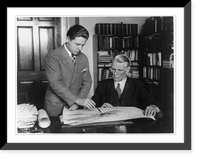 Charles Forrest Curry, half-length portrait, seated at desk, facing left, with another man, Vintage Print