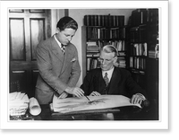 Charles Forrest Curry, half-length portrait, seated at desk, facing left, with another man, Vintage Print