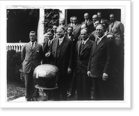 Historic Framed Print, [Herbert Hoover posed with large pumpkin and group of men],  17-7/8" x 21-7/8"